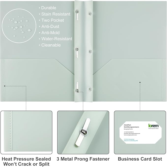 Patelai 48 Pcs Plastic Folders with 2 Pockets and 3 Prongs Home Folders with Card Slot Letter Size Heavy Duty Report Covers for Back to School(Purple, Orange, Pink, Yellow, Green, Blue,Classic)