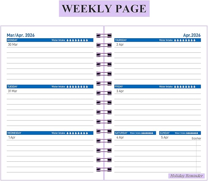 Daily Planner 2026-2027, Weekly and Monthly Planner 2026-2027 Academic Year, January 2026-June 2027 Calendar Planner, 8.2"×5.5", 18 Months, Agenda Book for Teacher, School Student (JAN.2026-JUN.2027 Light Purple)