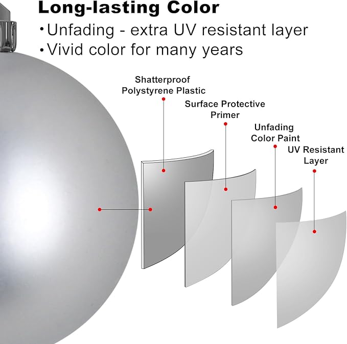 Silver 3.2" Large Christmas Balls - Christmas Tree Decoration Ornaments Shatterproof Hanging Balls for Birthday Halloween Holiday Wedding Decorations Set of 10pcs