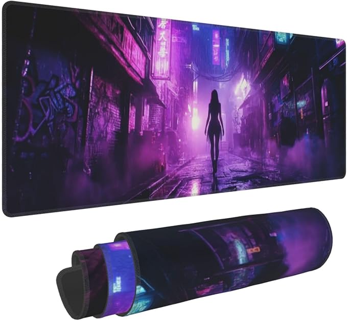 Punk Mouse Pad 31.5 X 11.8 Inch Big Desk Rubber Base Stitched Edges Keyboard Pad XXL Mouse Mat for Home Game and Office