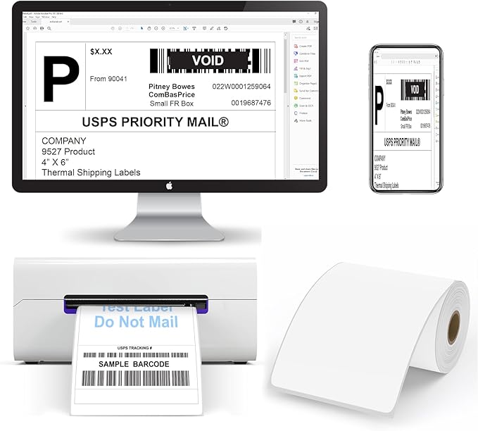 9527 Product 4x6 Blank Direct Thermal Shipping Labels for Zebra 2844 Zp-450 Zp-500 Zp-505 Direct Thermal Labels Printers, Eltron Printer, 250 Labels per Roll,Total 40 Rolls 10000 Labels