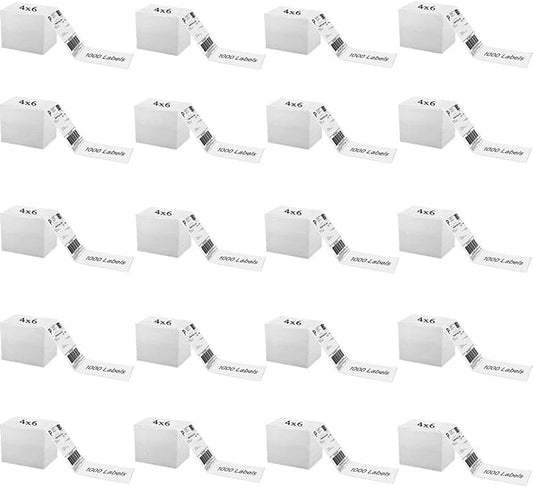 OausTect 4x6 Shipping Label 20000 Fanfold Labels for Rollo, Zebra Direct Thermal Printer, with Perforations - 20 Stack (20 Stack/20000 Labels)