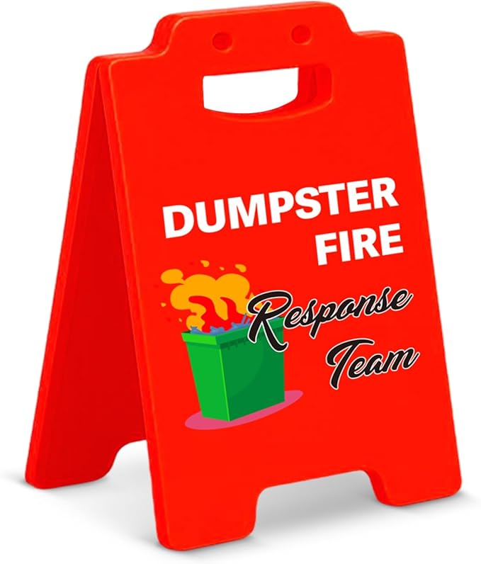 Dumpster Fire Response Team Office Desk Little Signs - Dumpster Fire Desk Accessories, Funny Office Gifts for Coworkers Women Men, Employee Appreciation Gifts
