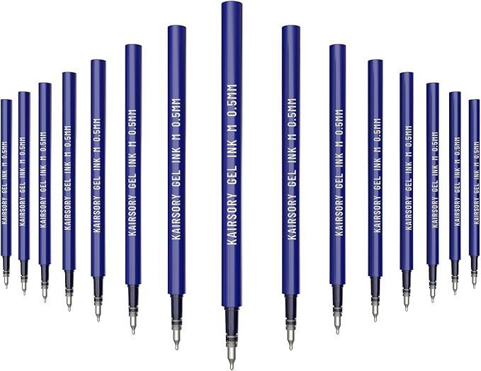 Blue Gel Pens Refills,Retractable Gel Ink Pen Refills Bulk,pen refills for twist pens,Fine Point 0.5mm Blue Ink, Smooth Writing Retractable Click Pen Refills(15 Pcs Blue Ink-0.5mm)