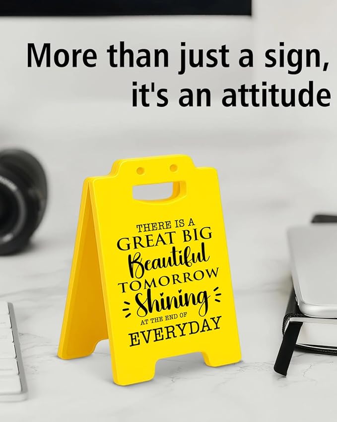 Inspirational Little Signs - There is A Great Big Beautiful Tomorrow Disney Home Office Classroom Decor, Positive Disney Gifts for Women Men