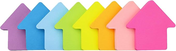 Arrow Shape Sticky Notes 8 Color Bright Colorful Sticky Pad 75 Sheets/Pad Self-Sticky Note Pads (8 Pads)