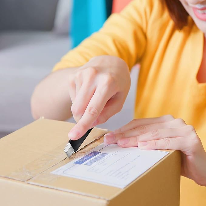 DIYSELF Box Cutters, 12 Pack Utility Knife All Metal Construction, Box Cutter Retractable, Mini Box Cutter, Box Cutters Knife with Single Edge Razor Blade, Boxes Cutters for Office, Home (Black)