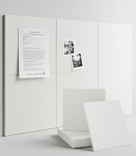 Large Felt Bulletin Board 36" x 24" Cork Board Alternative-6 Pack with 40 Safe Removable Adhesive Tabs, Cork Boards for Walls Cork Board for Home Office Classroom Pin Board - Milky White