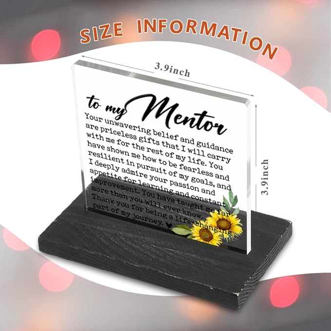 FOKCBOCM Thank You Appreciation Gift for Mentor, Going Away Gifts Retirement Gift for Mentor Teacher Counselor, Acrylic Decorative Signs 3.9 * 3.9 inch-DX334