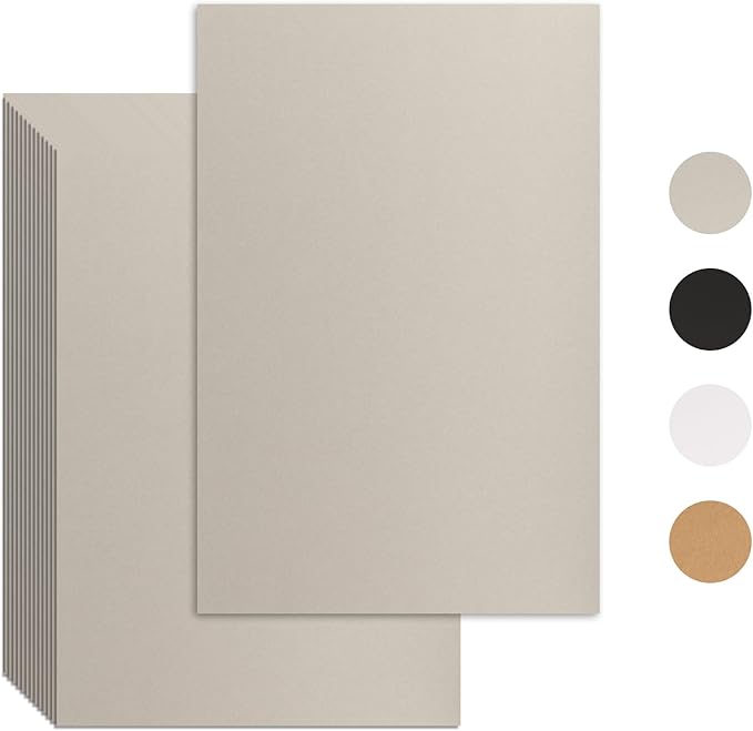 25 Pcs Book Board, Binder Board, Cover Board, Heavy Duty Chipboard for Book Binding, DIY Cardboard (Gray, 10 x 12.5 Inch 100PT)