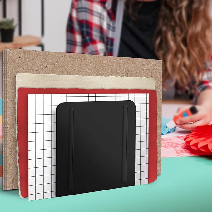 Acrimet 4 Section Vertical Metal File Sorter, Desktop File Organizer, Compact and Efficient Solution for Papers & Folders - Black Color