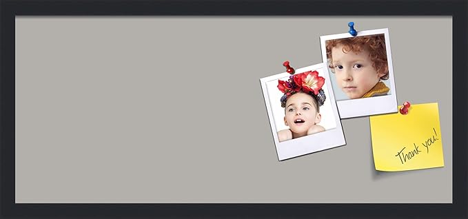 PinPix 28x12 Inch Cork Bulletin Board. This Decorative Framed Pin Board Comes with Dark Stone Design and a Satin Black Frame. Ideal for Home Office Decor or Message Board (PinPix-1808)