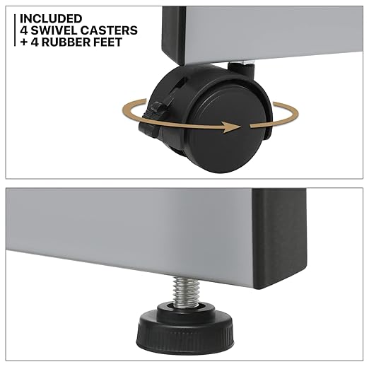 MoNiBloom Drafting Table on Wheels with Storage & Side Tray - Adjustable 0-65° Glass Tabletop, Replaceable Feet Art Desk