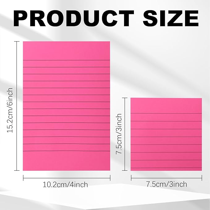 NatureTouch Lined Sticky Notes 6 Pads 3x3 and 4x6 inches Self-Stick Notes Pads with Power Sticking,Bright Ruled Post for School, Home, Office-Yellow