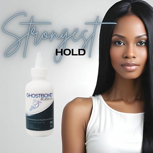 GHOSTBOND Platinum Water Resistant Wig Glue for Extreme Heat - 5oz - Hair Replacement Adhesive for Poly and Lace Wigs. Invisible Bonding Hair Glue - Strong Hold Lace Front Glue