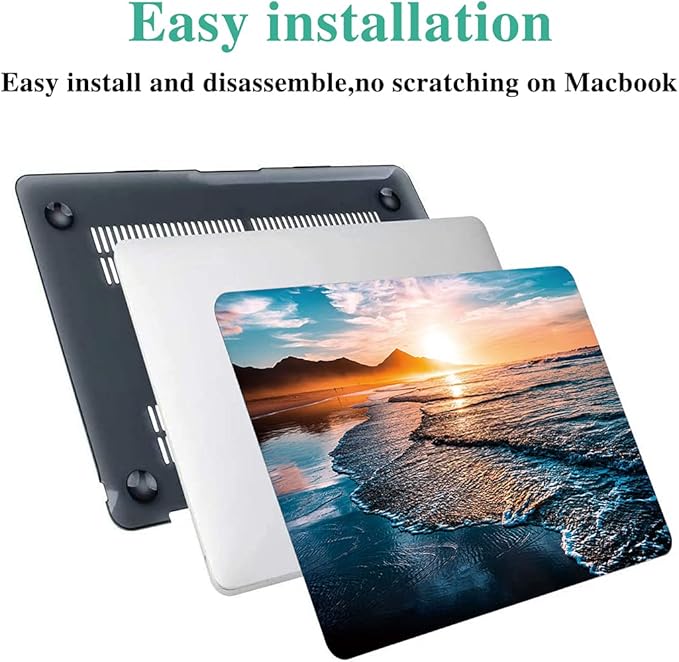 DTangLsm Compatible with MacBook Air 13 inch Case 2022 2021 2020 2019 2018 Release A2337 M1 A2179 A1932, Beach Plastic Hard Shell Cover Ocean Case for MacBook Air 13 M1 + Keyboard Cover, Sunset Beach