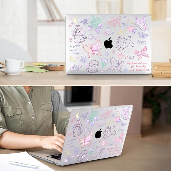 for MacBook Air 13 inch Case 2018 2019 2020 2021 2022 Release A2337 M1 A2179 A1932 Retina Display & Touch ID, Plastic Hard Shell Case +Keyboard Cover+Screen Protector+Webcam Cover, Cute Puppy
