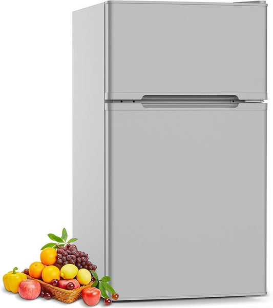 COWSAR 3.2 Cu.Ft Fridge with Freezer, Compact Refrigerator with 2 Doors for Bedroom/Dorm/Office/Apartment/Commercial, Adjustable Thermostat, Energy-efficient, Low Noise