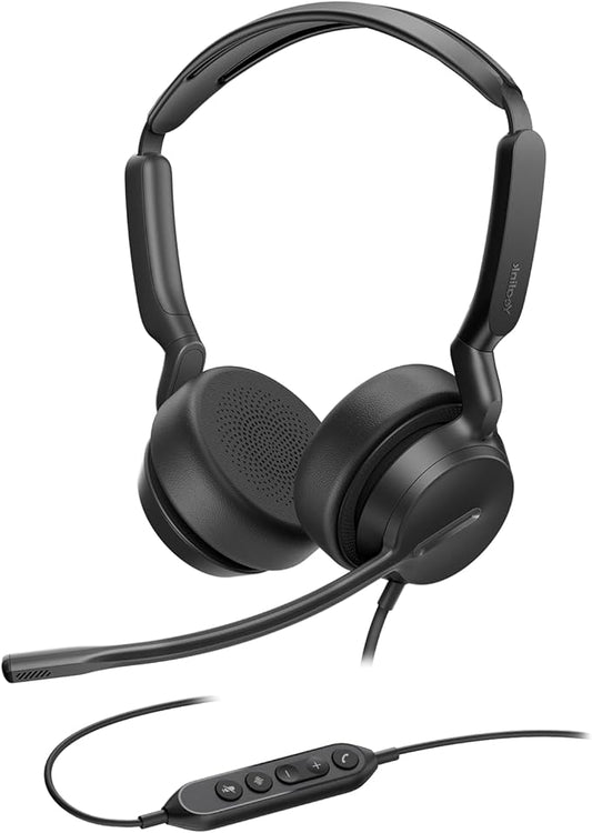 Yealink UH42 USB-A Headset with Noise Cancelling Mic, Wired Headphones for PC Computer Laptop, Compatible with Zoom Teams, Comfort Ear Cushions, Stereo Sound, in line Controls