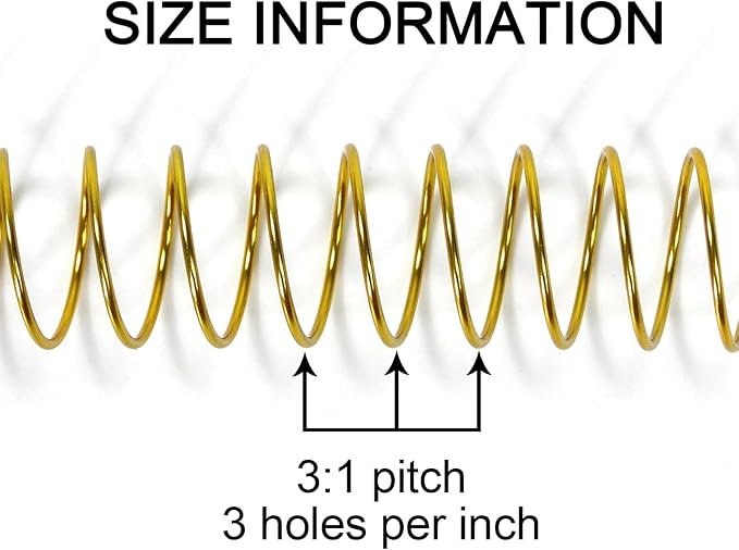 RAYSON 7.9mm Spiral Wire Coil Binding, 3:1 Pitch, 5/16" Metal Coils Spiral Binding 40 Sheets Capacity, Multicolor & Pack of 100