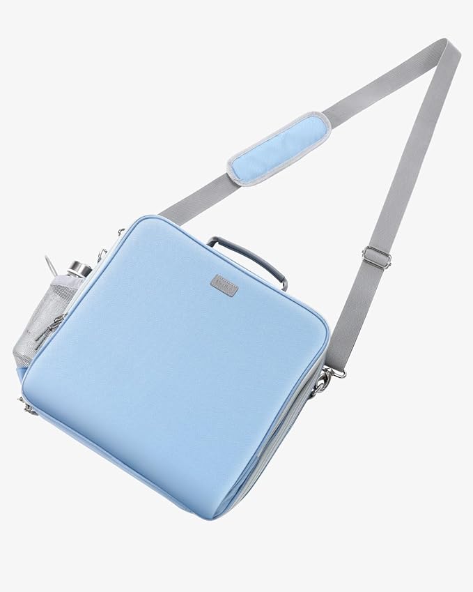 Zipper Binder, 3 Inch D-Ring 3 Ring with Water Bottle Holder,700 Sheet Capacity-Multiple Pockets,Binder with Strap for School/Office, Fit for 13" Tablet/Laptop,Patent Design-Baby Blue