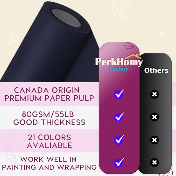 PerkHomy 36" x 2,400" (200') Navy Blue Kraft Paper Roll for Craft Bulletin Board Paper Art Table Covering Crafting Gift Wrapping Bouquet Packing Parcel 80GSM 55LB (Navy Blue, 36" x 200')