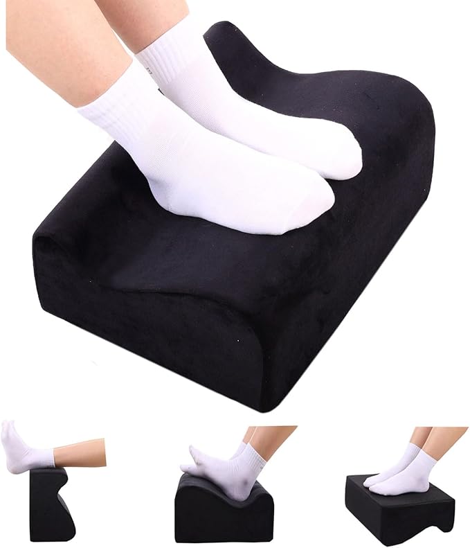 Foot Rest for Under Desk at Work, Ergonomic Under Desk Footrest with Washable Cover, Memory Foam Foot Stool for Office Chair & Gaming Chair, Back & Hip Pain Relief, Black