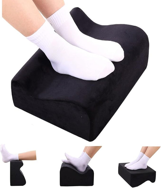 Foot Rest for Under Desk at Work, Ergonomic Under Desk Footrest with Washable Cover, Memory Foam Foot Stool for Office Chair & Gaming Chair, Back & Hip Pain Relief, Black