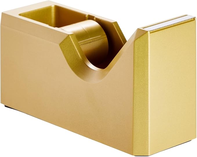 2 Piece Matte Gold Stapler and Tape Dispenser Set for Home Office Decor, Classroom Supplies, Desk Accessories for Dorm Room, Students, Teachers, Office Organization