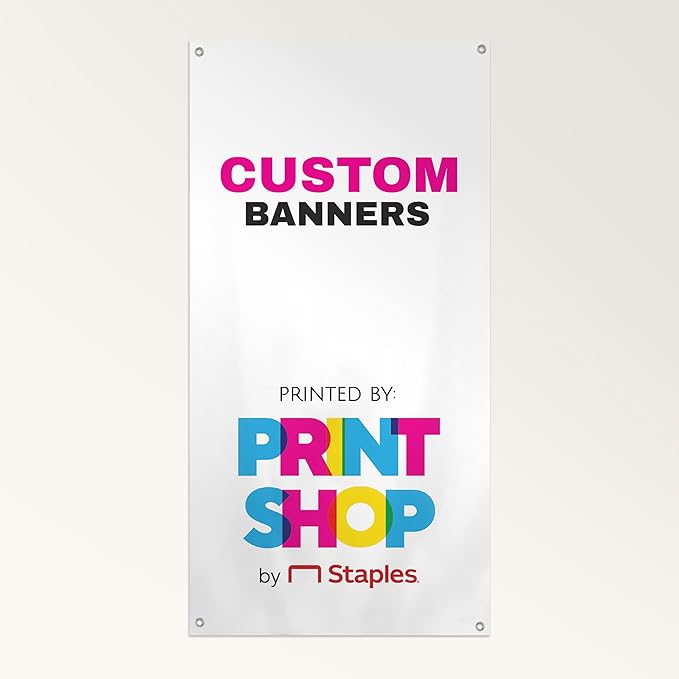 Staples Custom Scrim Vinyl Banner - 24W" x 96L" Quote Banner with 4 Grommets - Durable Outdoor Sign for Events, Promotions, and Business Advertising (Light)