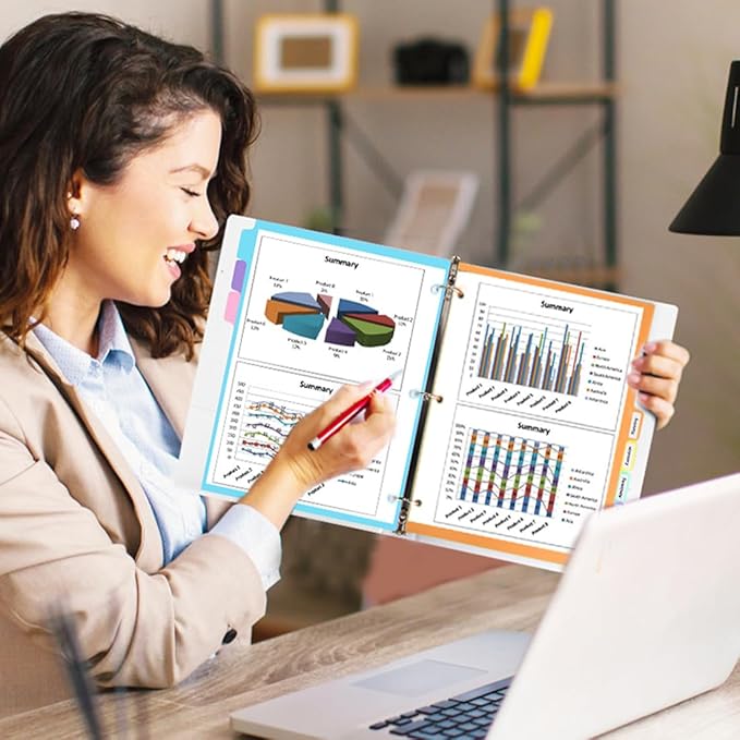 3 Ring Binder Dividers with TAB,48PCS/6 Set Plastic File Dividers,8 Tab 3 Hole Punch Dividers,Pastel Color,Letter Size,6 Sets