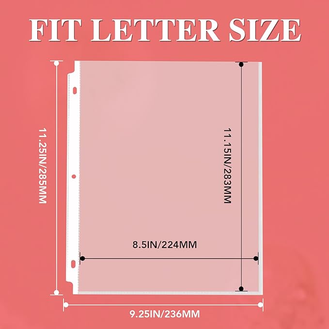 200 Pack Sheet Protectors 8.5 x 11 inch Clear Page Protectors for 3 Ring Binder, Plastic Sleeves for Papers, Document