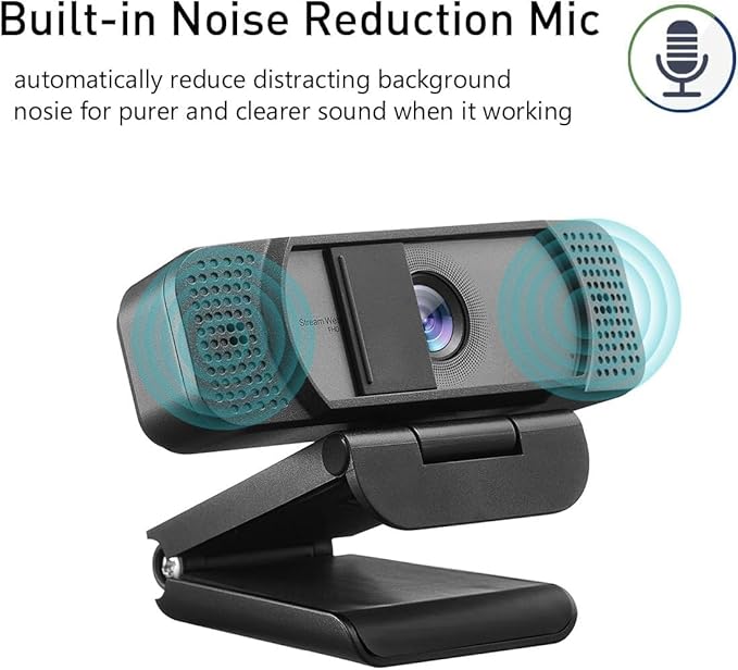 1080P Webcam with Microphone for PC Streaming, Web Camera for Desktop with Privacy Cover, 100° Wide Angle, Auto Light Correction, USB Plug&Play Web Cam for OBS/Gaming/Zoom/Skype/FaceTime/Teams/Twitch