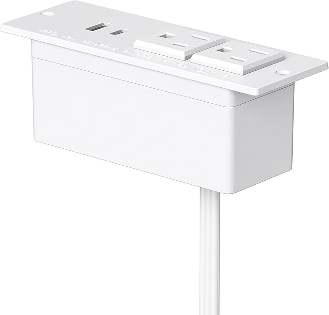 Conference Recessed Power Strip USB C PD 20W Fast Charging,Furniture Recessed Outlet,2 Outlets,2 USB Ports Table Power Strip,Flush Mount Power Strip for Side Table,6ft Cord,Flat Plug