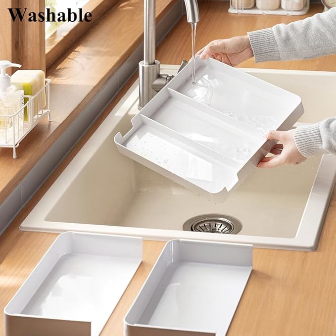 Shallow Drawer Organizer, Expandable Office Drawer Organizers Dividers, Pen Organizer for Desk, Tray Box Accessories for Desktop, Bathroom, Kitchen, Makeup, Vanity, Medicine