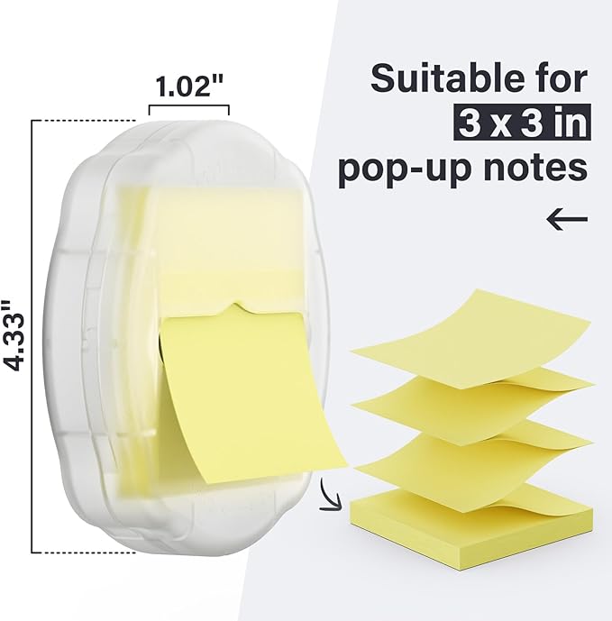 SMART&COOL Magnetic Pop-Up Note Dispenser for 3 x 3 in Pop-Up Sticky Notes, 1Pack, Frosted Clear (Notes Not Included)