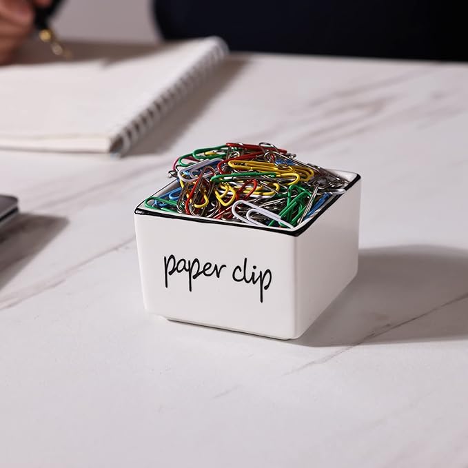 ONTUBE Farmhouse Paper Clip Holders Dispenser Organizer for Desk 3 Inch White