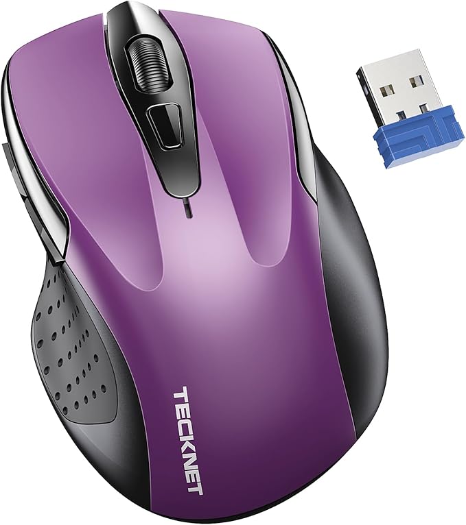 TECKNET Wireless Mouse for Laptop, Silent Mouse Quiet Click, Computer Mouse Wireless, 6 Adjustable 4000 DPI Computer Mice - Purple