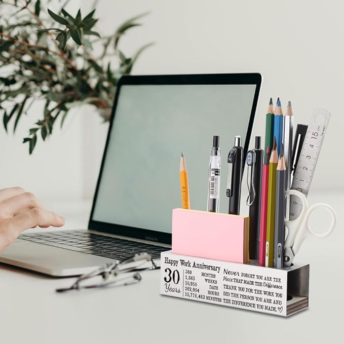 FOKCBOCM 30 year Work Anniversary Plaque gifts for Employee, Appreciation gifts for Coworkers Staff, 30 year Work Anniversary for Her Him, Happy Work Anniversary Office Pencil Holders-DS102