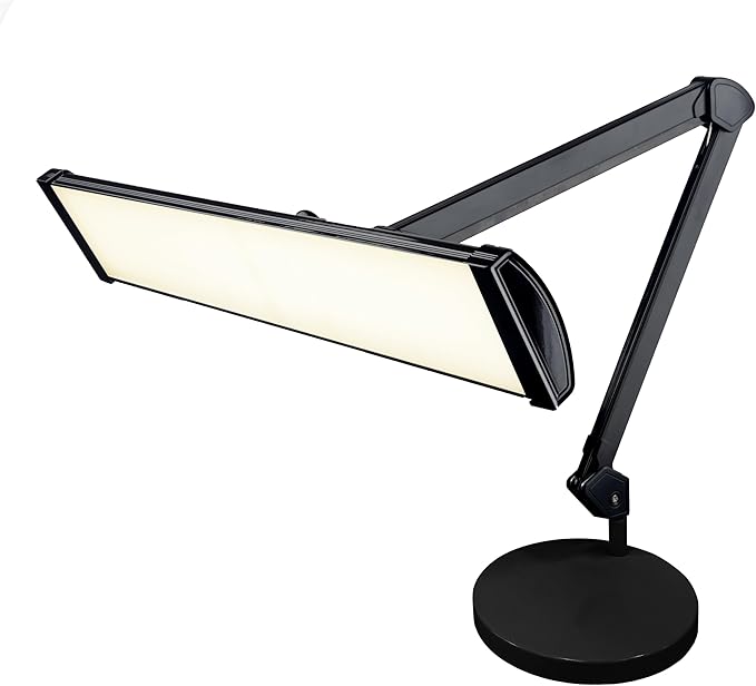 Neatfi Ultra 3,500 Lumen LED Desk Lamp, Color Correlated Temperature, 3 Light Modes, Dimmable, 45W, 26 Inch Wide Metal Shade, 540 SMD LEDs (CCT with Base, Black)