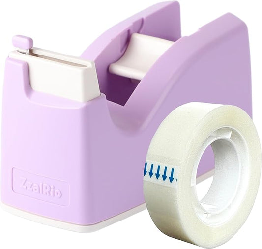 Cute Safety Tape Dispenser (Purple) 1" Core - Easy, One-Hand Use Roller With Hidden Blade and Non-Skid Pad - Cute School and Office Supplies - Refillable - Tape Included