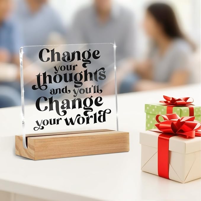 Inspirational Quotes Desk Decor, Thank You Gifts for Women Men Friends, Inspirational Gifts for Coworker Motivational Quote Clear Sign Home Office Table Shelf Desk Decor Christmas Birthday Gift