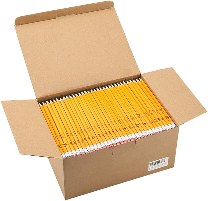 Madisi Wood-Cased #2 HB Pencils, Yellow, Pre-sharpened, Bulk Pack, 576 pencils in box