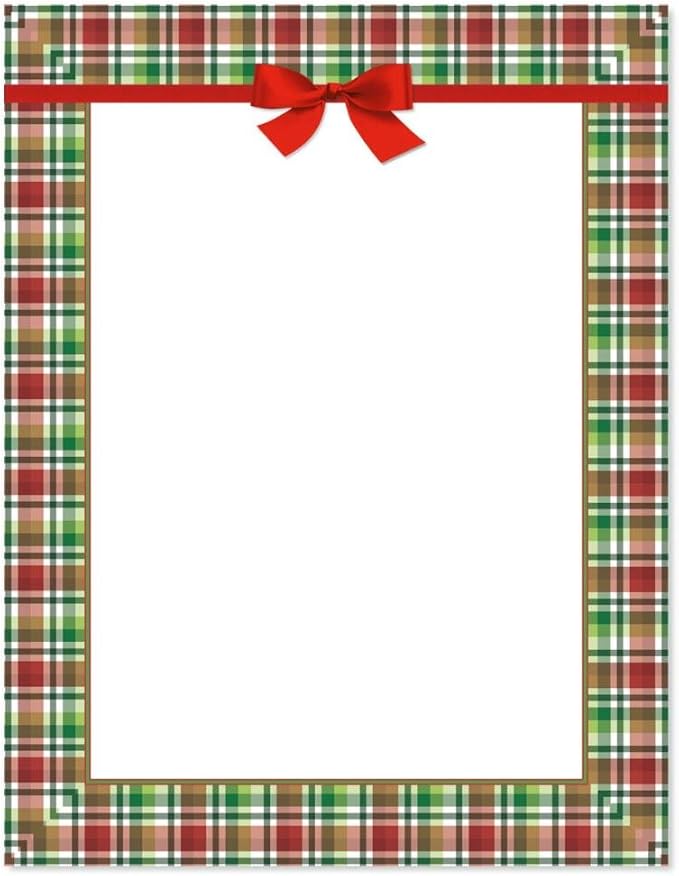 Christmas Plaid Stationery - Holiday Letters, Computer Printer Paper, 25 Sheets, 8½ x 11 Inch, by Current