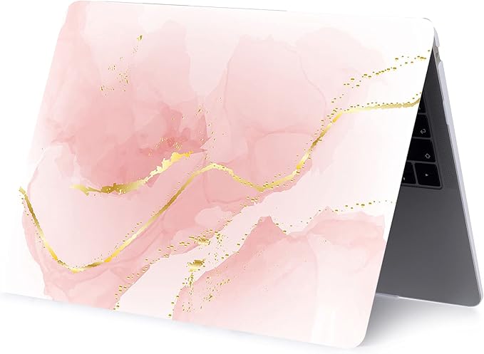 Case Compatible with MacBook Air 13 inch (Models: A1369 & A1466, Older Version 2010-2017), 2 in 1 Plastic Hard Shell Protective Case Cover & Keyboard Protector - Pink Marble