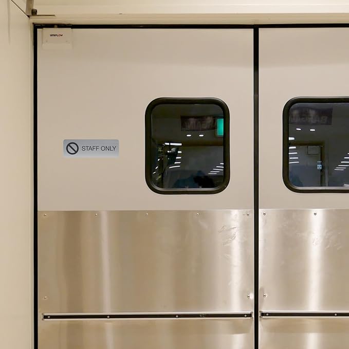 SBLABELS Staff Only Indoor Easy Adhesive Mount Door and Wall Sign for Restaurants and Small Businesses 3" x 9" - Silver