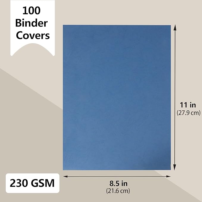 Rayson LBC230G Paper Binding Cover, Leather Texture 12 mil Binding Cover, 8-1/2 x 11 inches Blue Presentation Leathergrain Binding Covers, 100/Pack