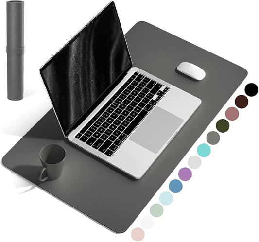 YSAGi Non-Slip Leather Desk Pad, Waterproof Laptop Computer Desk Keyboard Mat, Table Protector Blotter Mat, Large Mouse Pad for Office/Work/Home/Decor(Dark Gray, 23.6" x 13.7")