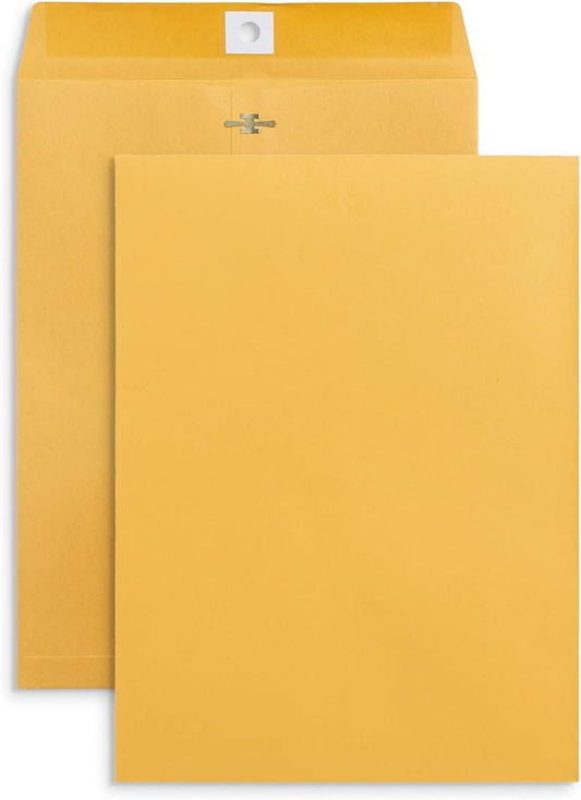 Blue Summit Supplies 100 9” x 12” Clasp Envelopes with Gummed Seal, Letter Size Clasp Mailing Envelopes Made From 28lb Kraft Paper, For Mailing Larger Papers or Magazine, Bulk 100 Pack