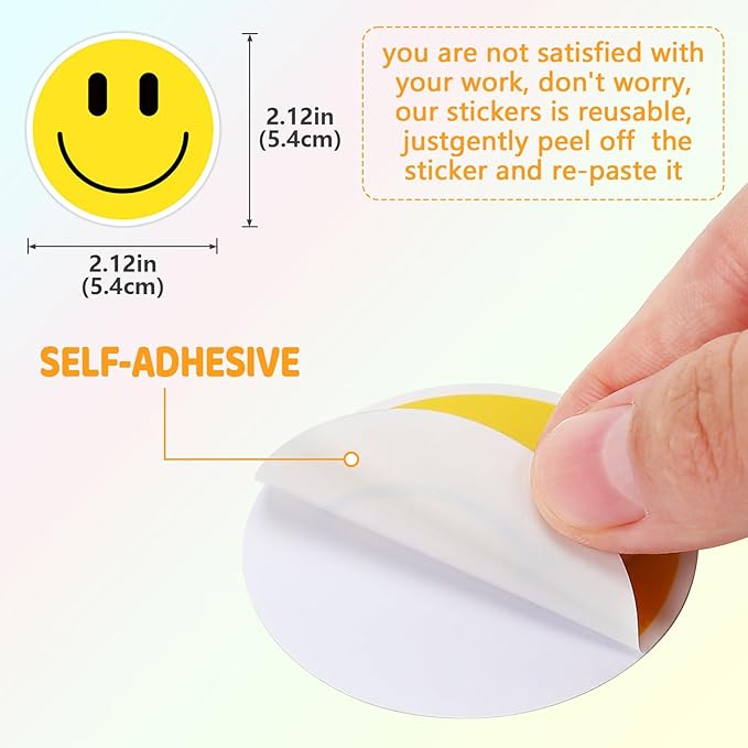 100PCS Smiling Stickers, Cute Water Bottle Stickers for Kids, for Teaching Rewards, Notebooks, Stationery, Luggage, Cartoon PVC Sticker